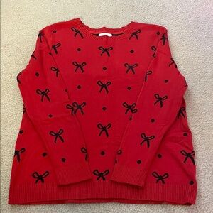 Charter Club Sweater with Black Bow Design, Size L